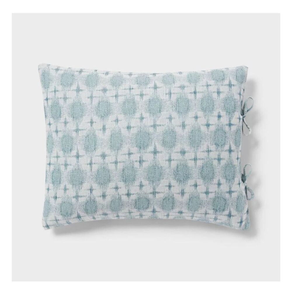 NEW Threshold Cotton Slub Boho Ikat Blue Standard Pillow Sham